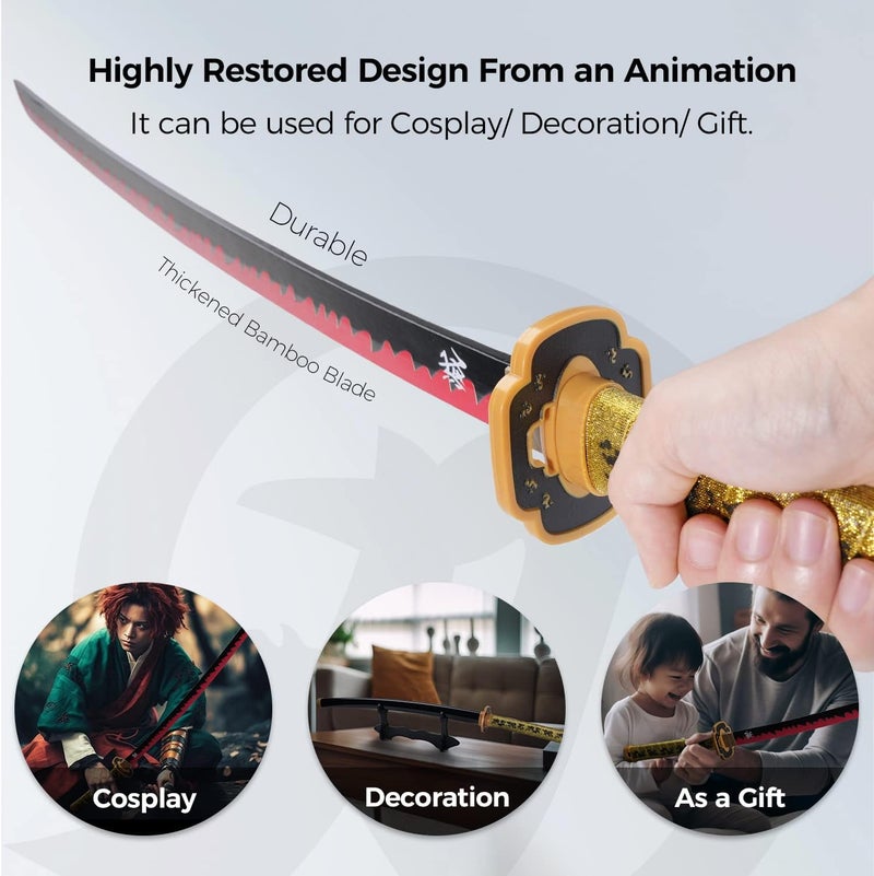 Cold Blade Demon Katana - 41 Inch Anime Replica with Belt and Stand - Durable Sword Perfect for Cosplay - Nichirin Sword with Authentic Design - Image 2
